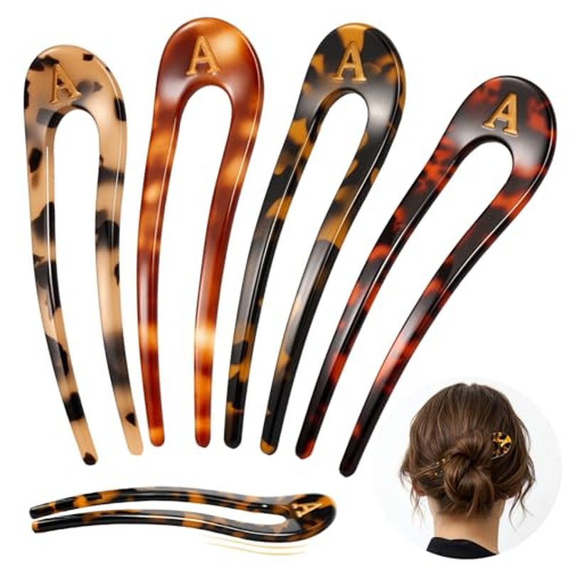 4PCS French Hair Pins 4.33" Curved Serrated Anti-Slip Updos