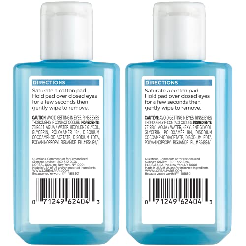 L'Oreal Paris Oil Free Eye Makeup Remover, 2 Count
