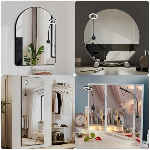LED Ring Light Vanity Mirror with Gooseneck & Suction Cup
