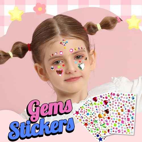 YGDZ 2000Pcs Gems Stickers, Self Adhesive Rhinestones Jewels Stickers for Crafting, Face Gems for Kids, Acrylic Bedazzled Diamond, Stick on Jewels for Crafts, Cheer Pins, Makeup