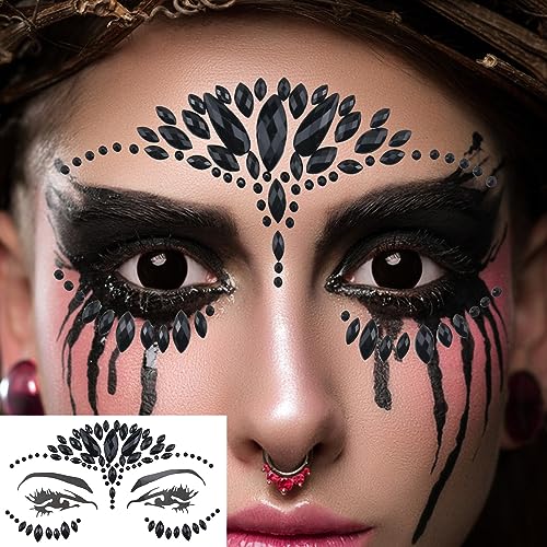 Red and Black Rhinestone Face Body Gems Stickers