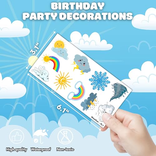 100 PCS Weather Temporary Tattoos for Kids | Party Favors