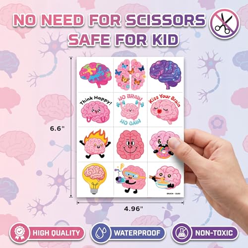 96 PCS Brain Temporary Tattoos for Kids - Party Favors