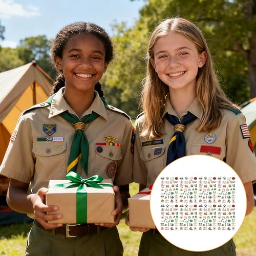 Girl Camping Temporary Tattoos - 200+ Girl Adventure Tattoo Decorations, Scout Party Favors Supplies, Inspirational Stickers for Classroom School Prize (8 Sheets)