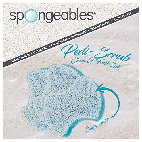 Spongables Pedi Scrub Foot Exfoliating 20+ Wash Sponge, Clean & Fresh, 3 Count