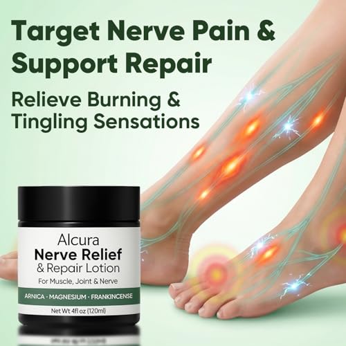 Alcura Nerve Cream, Alcuras Neuropathy Lotion with Arnica & Magnesium for Knee, Lumbar, Neck, Hand and Foot, 4 oz,1 Pcs