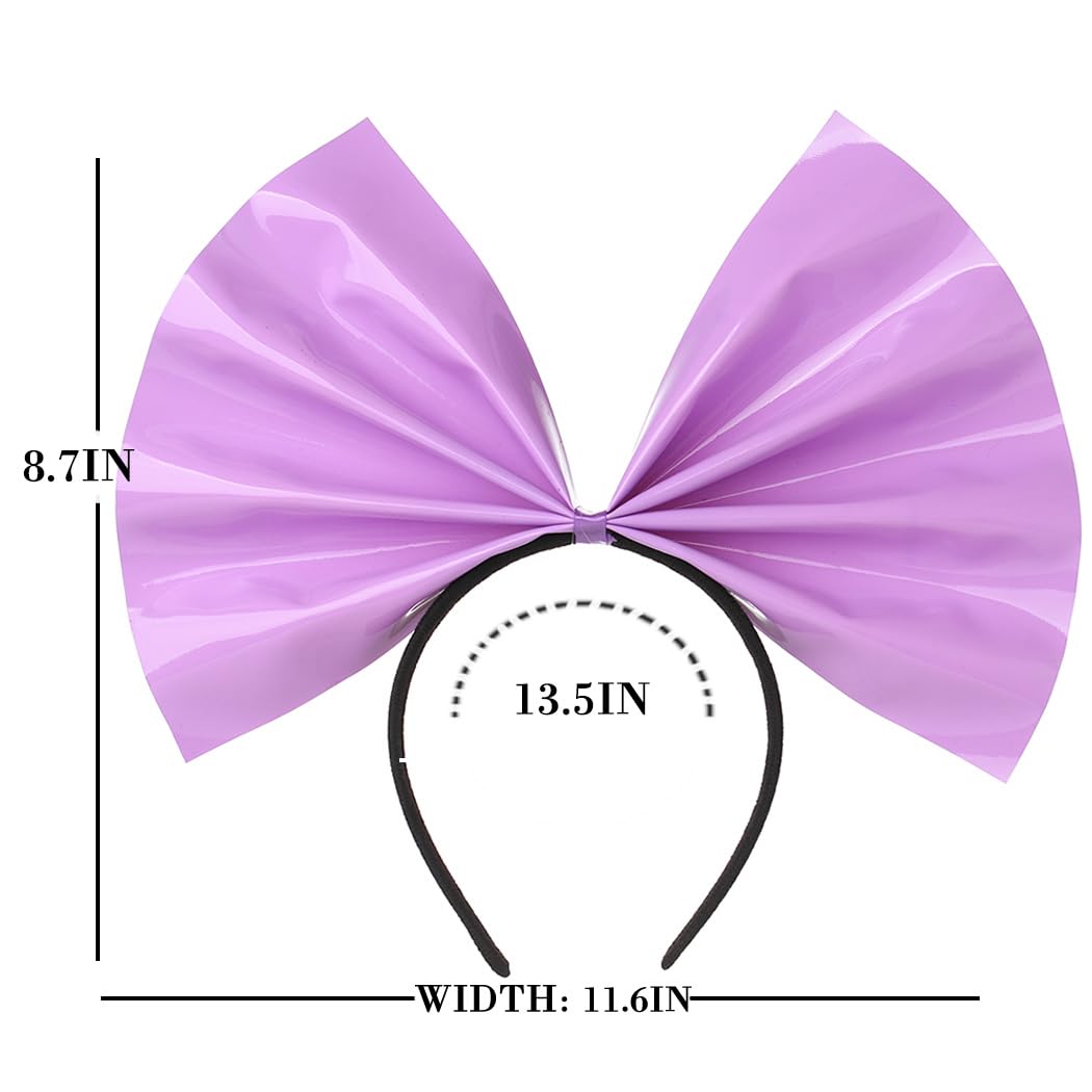 Fdesigner Big Bow Headband Purple Hair Bow Headbands Bowknot Hairband Fashion Women Bows Headpiece Festival Leather Hair Hoop for Holiday Cosplay Costume Gift (Purple)