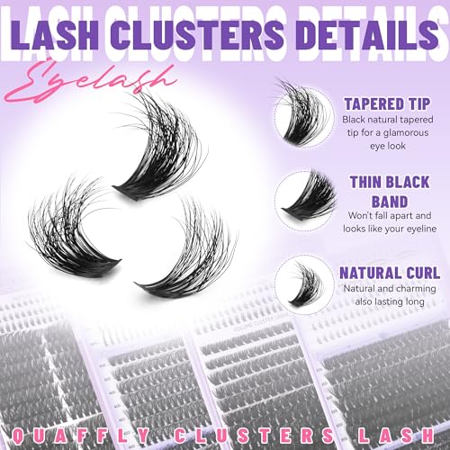 DIY Cluster Eyelash Extension Kit - 1274Pcs with Bond, Remover & Tools