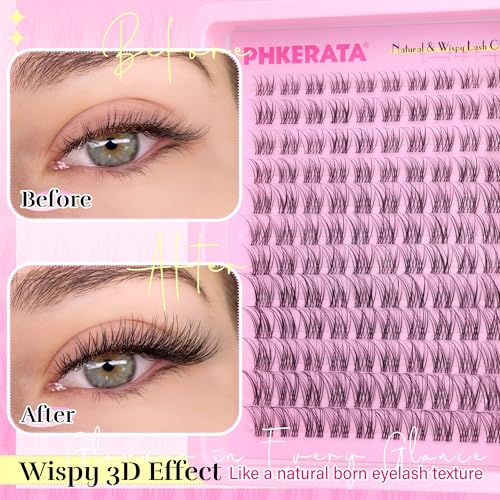 PHKERATA 120pcs Natural Lash Clusters - DIY Wispy Eyelash Extensions 8-16mm