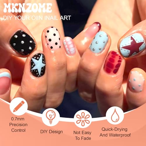 48 Color Nail Art Pens for Painting Nails, 0.7 MM Nail Polish Pens Drawing Point Liner Acrylic Painted Pen Kit, Waterproof Quick-drying for DIY Nails Art Design Manicure Tools