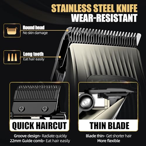 KIKIDO Professional Hair Clippers for Men,USB Rechargeable Hair Trimmer,Men's Grooming Kit for Hair, Face, Beard, for Barbers Shop & Home Use