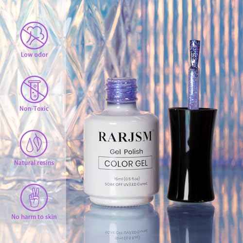 RARJSM 15ML Mermaid Glitter Gel Nail Polish Blue Purple Shell Gel Polish Pink Purple Shimmer Nail Gel Polish Soak off UV Blue Changing Glitter Sequins Gel Polish for Nail Art DIY Salon at Home