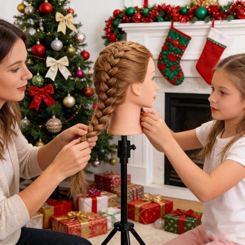 MYSWEETY 18" Mannequin Head with Real Human Hair & Clamp