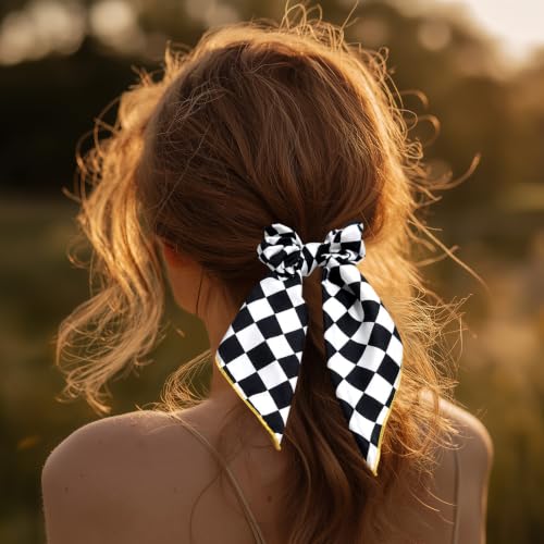 PMAIHNAS Racing Checkered Flag Women's 4-Piece Hair Accessory Set