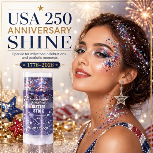 Red White Blue Glitter Stick for Face & Body