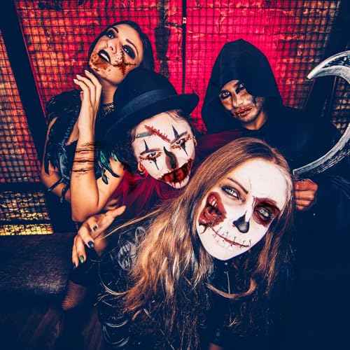 30 Sheets 220+ PCS Halloween Fake Scars Tattoos Temporary, Chucky Zombie Makeup Kit, Realistic Halloween Face Stitch Scar Makeup Tattoos Stickers Masquerade Prank Makeup Props