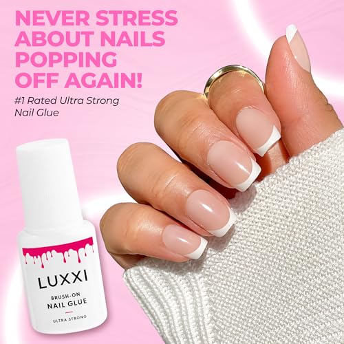 LUXXI Quick Dry Nail Glue for Press-On Nails, Strong Adhesive 7ml