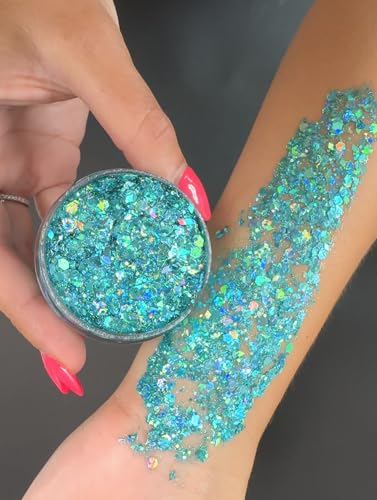 Mermaid Blue Holographic Body Glitter Gel – Water-Based, Vegan