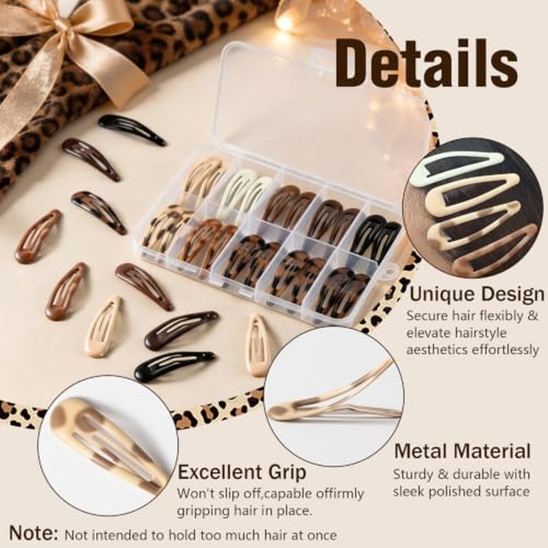 50 PCS Non-Slip Small Snap Hair Clips Set with Storage Box