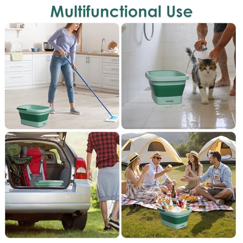 Collapsible Foot Bath Basin with Massage Rollers - Green
