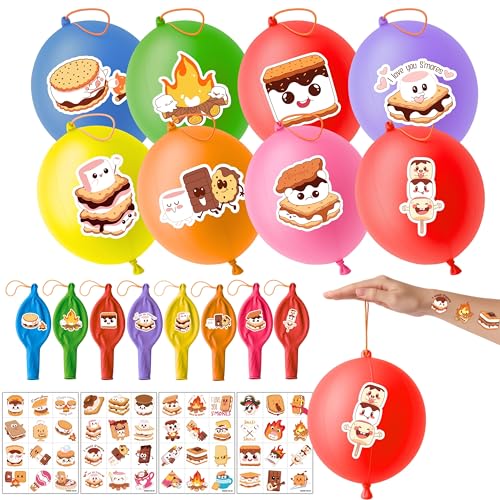 S'Mores Party Favors Pack - 72 Piece Set with Tattoos & Balloons