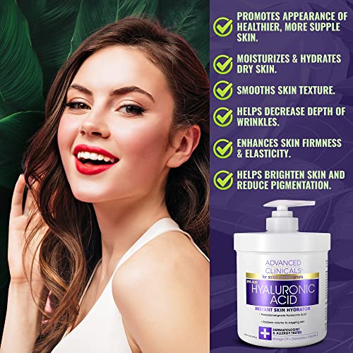 Advanced Clinicals Hyaluronic Acid Body Lotion + Firming Collagen Cream 2pc Skin Care Set | Skin Tightening Body Moisturizer & Face Lotion | Hyaluronic Acid Lotion | Skin Care Products, 2pc Bundle