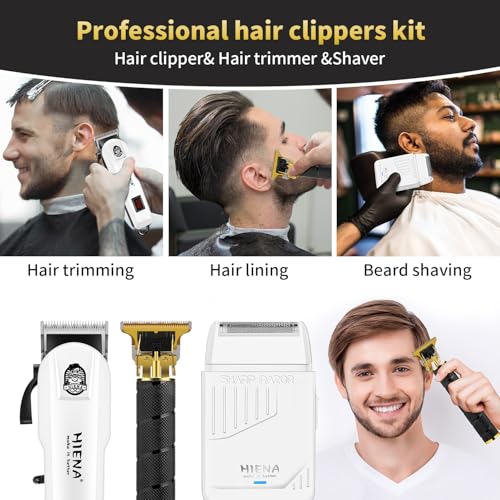 HIENA PRO Professional Hair Clipper Set for Men - Rechargeable Beard & Hair Trimmer with LED Display