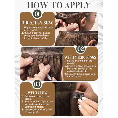 Loxxy Sew in Hair Extensions Real Human Hair 18 Inch Hand Tied Genius Weft Hair Extensions for Women Light Brown Highlighted Platinum Blonde One Piece 50g P#8/60A