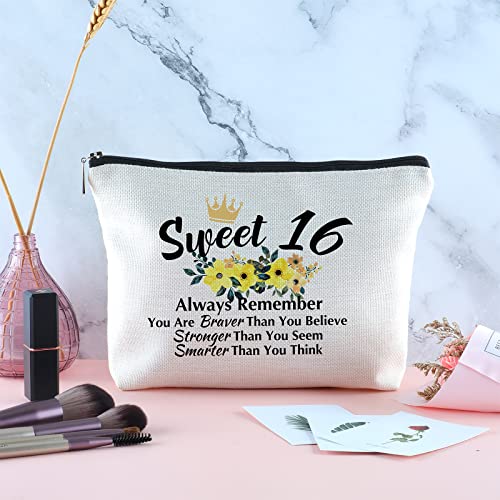 Sweet 16 Gifts for Her Zipper Travel Makeup Bag Sweet Sixteen Gifts for Sister Best Friend Sweet 16 Gifts for Niece Daughter 16th Birthday Gifts Ideas