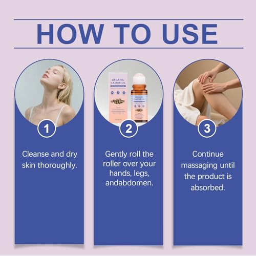 Omexry 2PC Organic Cold-Pressed Castor Oil Rose Quartz Roller for Skin Hair & Body