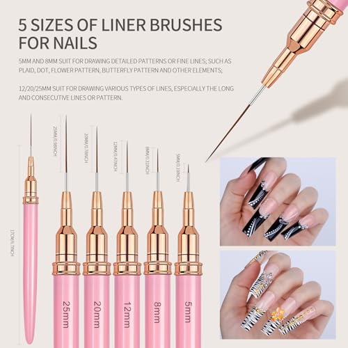 Fandamei 10PC Nail Art Kit with Striping Tape, Stickers & Brushes