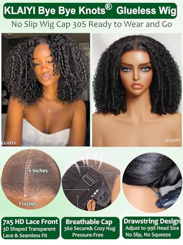 KLAIYI 28-Inch Afro Kinky Curly Lace Front Wig - Glueless & Pre-Plucked