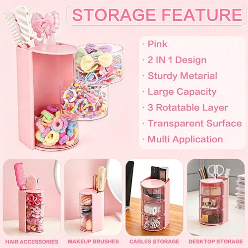 900Pc Hair Accessories Set for Girls with Pink Organizer