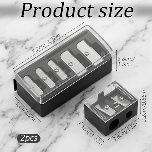 2-Pack Makeup Pencil Sharpeners - 5 Hole & 2 Hole Design