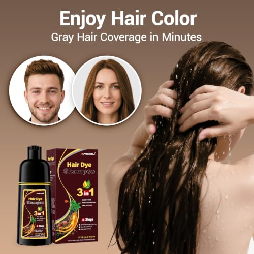 IIIMEIDU Chestnut Brown 3-in-1 Hair Dye Shampoo for Gray Hair Coverage