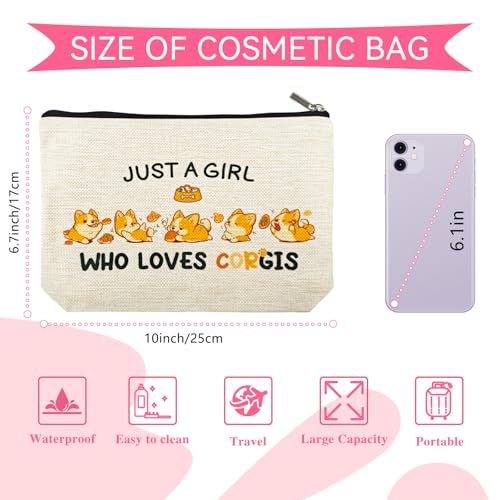 DJOLY Corgi Gifts for Lovers: Makeup Bag, Birthday Decoration Cosmetic Pouch, Funny Corgi Mom Gifts for Kids, Women, Christmas