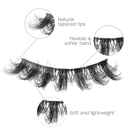 3D Faux Mink False Eyelashes 10 Pairs - Wispy Cat Eye Lashes