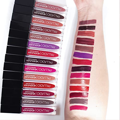 Palladio 4 Ever + Ever Intense Lip Paint, Liquid Lipstick, High Pigmented Lip Gloss, High Shine Vinyl Finish, Rich Color Coverage, Moisturizes Lips, Doe Foot Wand Applicator,Myth