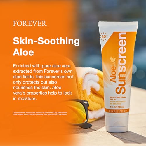 Forever Living - Aloe Sunscreen SPF 30 - with Aloe Vera, Water-Resistant Broad Spectrum UVA and UVB Defense, 4 fl oz (Pack of 2)