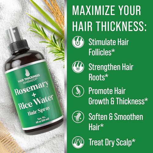 Hair Growth Spray with Rice Water & Rosemary - Thicker, Fuller Hair Solution