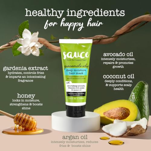 SAUCE Deep Conditioning Hair Mask - Guacamole Whip for Damaged, Dry Hair 3.4 Fl Oz