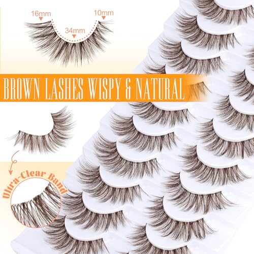Dark Brown Wispy Lashes 16mm Cat Eye Faux Mink