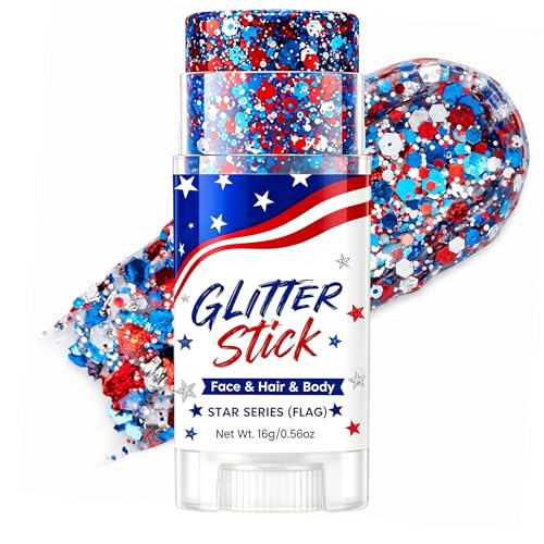 4th of July Face Glitter Stick - Red White Blue Patriotic