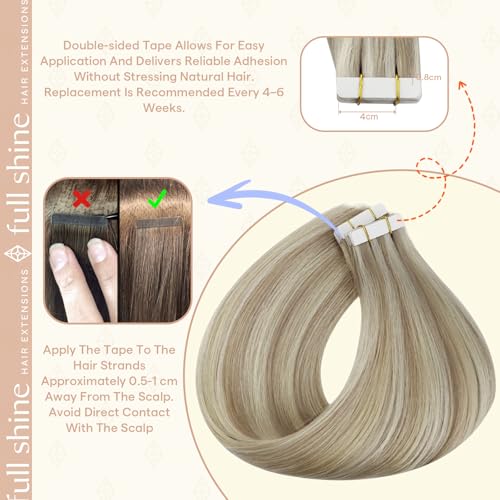 Fshine Tape in Hair Extensions Dirty Blonde 18 Inch
