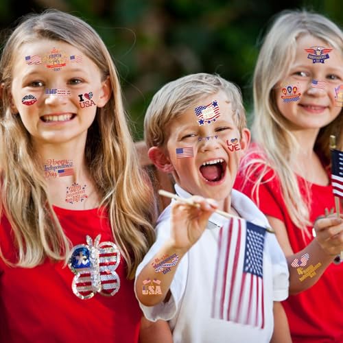 4th of July Temporary Tattoos, 120pcs - Patriotic Designs