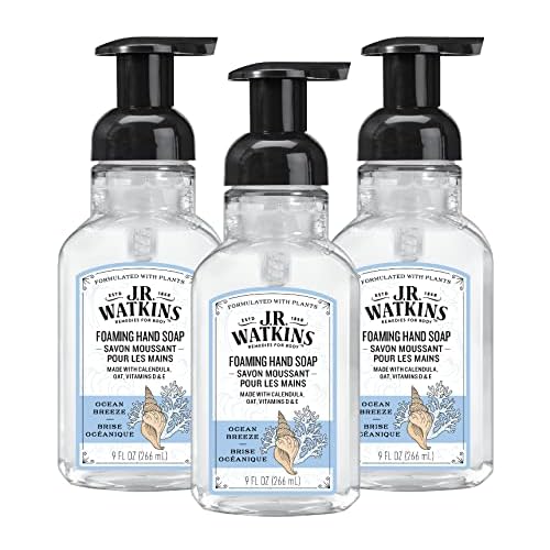 J.R. Watkins Foaming Hand Soap with Pump Dispenser, Moisturizing Foam Hand Wash & Liquid Hand Soap With Dispenser, Moisturizing Hand Soap, Alcohol-Free Hand Wash, Cruelty-Free