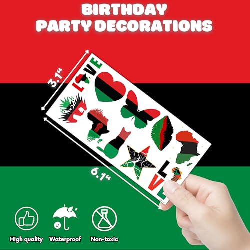 Africa Temporary Tattoos African American Party Decorations Favors Supplies Black History Themed Cute Stickers 10 Sheets 100 PCS Gifts for Baby Girls Boys Class School Carnival