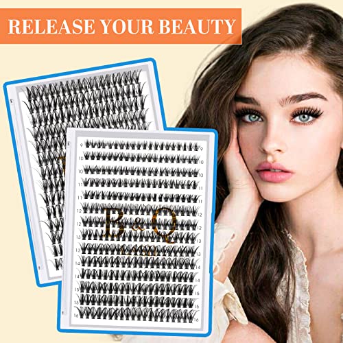 Lash Clusters 40D-D-16mm Individual Lashes 280 Clusters Manga Lashes False Eyelash Lash Clusters Extensions Individual Lashes Cluster DIY Eyelash Extensions at Home (40D-D,16mm)