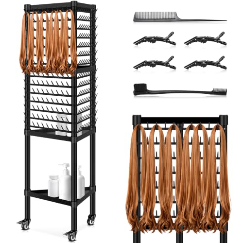 GADFISH Braiding Hair Rack 420 Pegs 3-Tier Stand Black