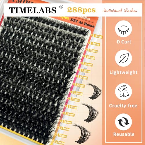 Fluffy Eyelash Extension Kit 100D 288pcs Volume Lash Clusters Kit 9-16mm D Curl Individual Lashes Clusters DIY Lash Extension Kit Clusters Lash with Bond and Remover Lash Applicator by TMIELYBS